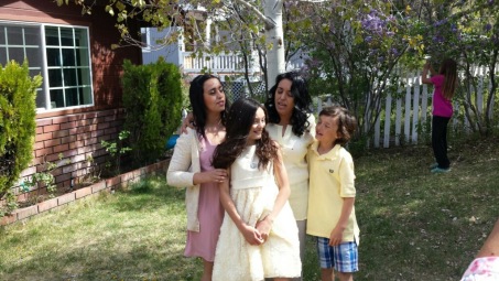 Our color coordinated family fight in between pictures. 