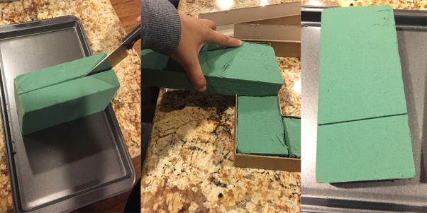 Cut the foam in half. If you need a guide press the foam down on the letter and this will provide a line to guide you. I would advise to cut the foam a tad bit smaller than the guide, so the foam is not too snug. This was especially helpful on the 